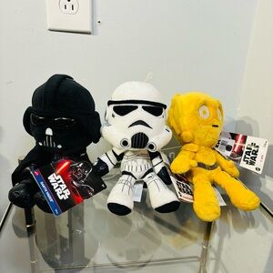 MATTEL Star Wars Darth Vader, Storm Trooper and C-P3O Plushie Bundle